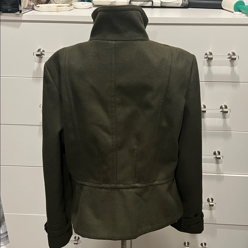Express Zip Up Moto Jacket with Leopard Print Lining and Silver Accents, size L - Picture 5 of 13
